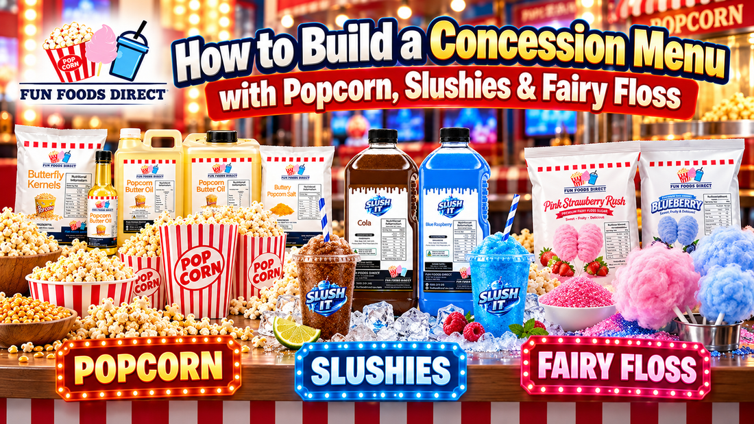How to Build a Concession Menu with Popcorn, Slushies & Fairy Floss