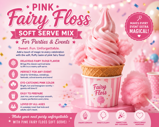Pink Fairy Floss Soft Serve Mix For Parties And Events