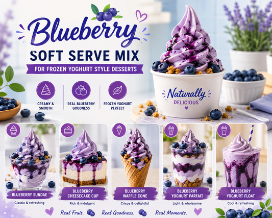 Blueberry Soft Serve Mix For Frozen Yoghurt Style Desserts