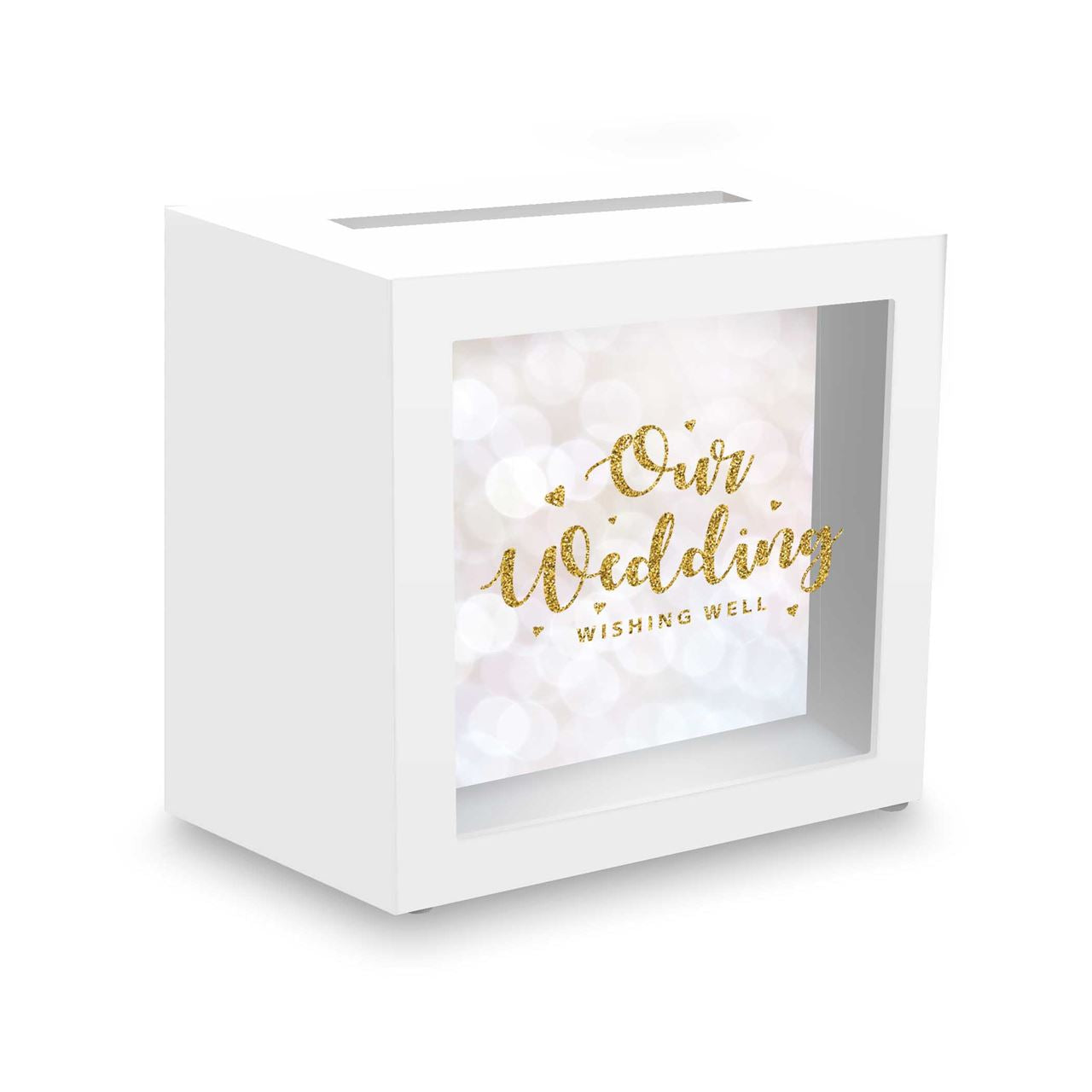 Wishing Well Gold Glitter MDF Keepsake