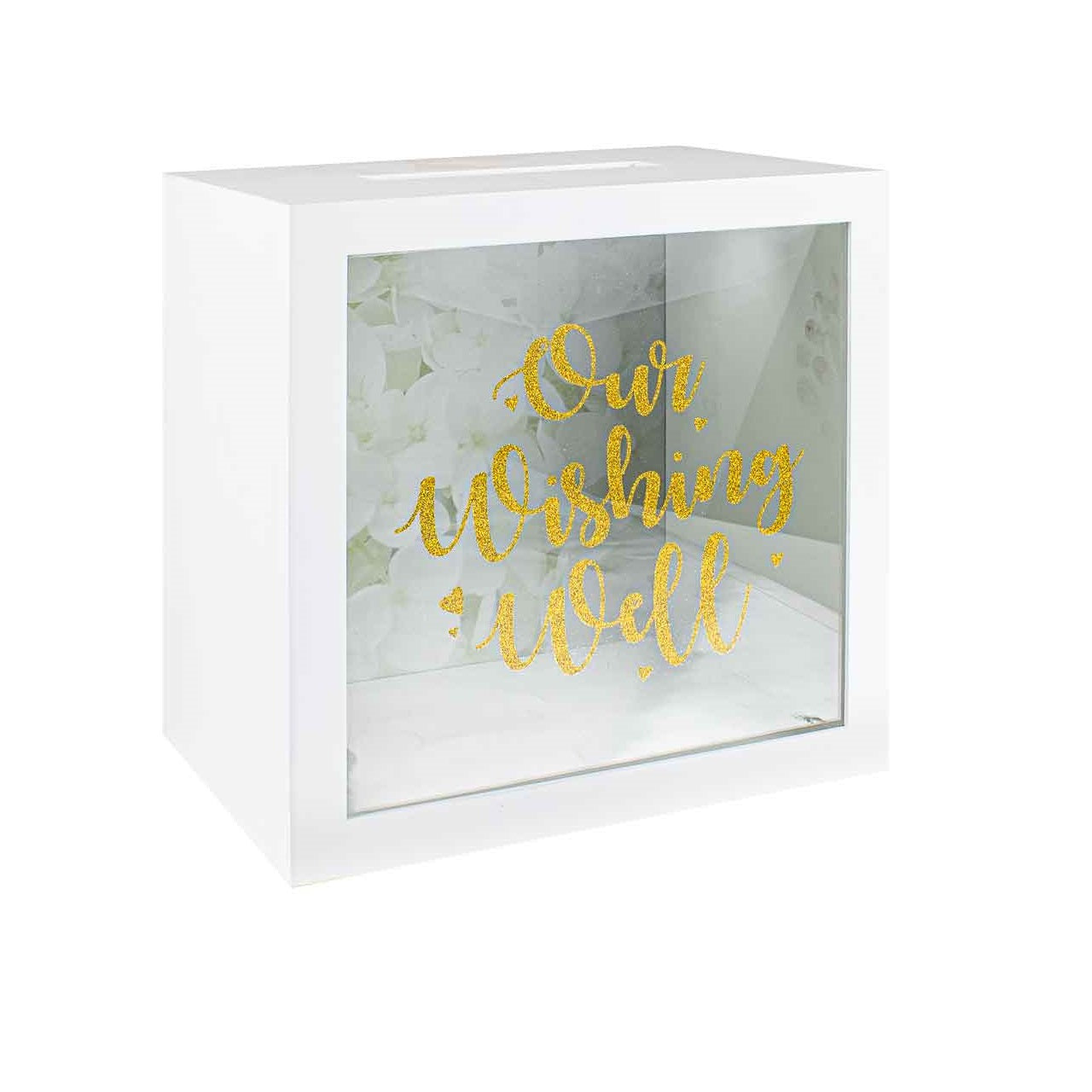 Wishing Well Gold Glitter MDF Keepsake