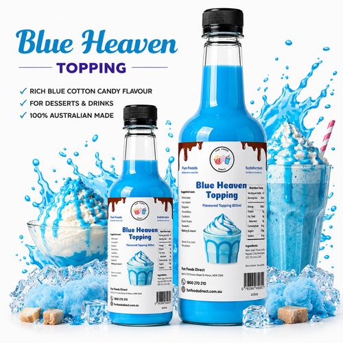 Blue Heaven Milkshake Syrup & Dessert Topping for Thickshakes, Sundaes & Drinks