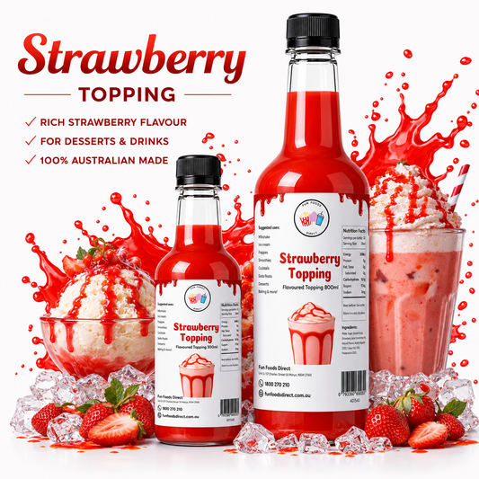 Strawberry Milkshake Syrup & Dessert Topping for Thickshakes, Sundaes & Drinks