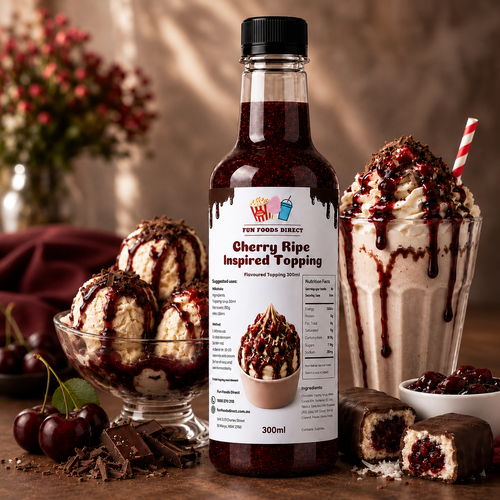 Cherry Ripe Inspired Premium Milkshake Syrup & Dessert Topping for Thickshakes, Sundaes & Drinks