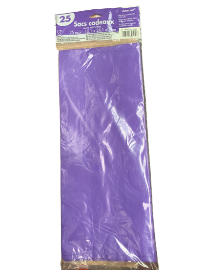 PURPLE BIRTHDAY PARTY PLASTIC CELLOPHANE FAVOUR LOLLY TREAT GIFT BAGS SACKS 25