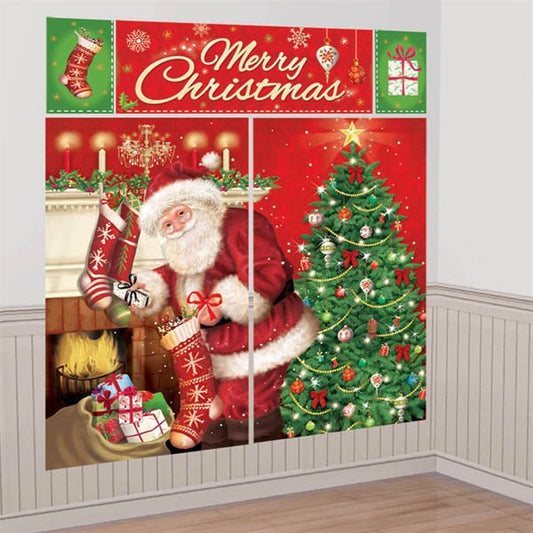 Magical Merry Christmas Santa Scene Setters Wall Decorating Kit