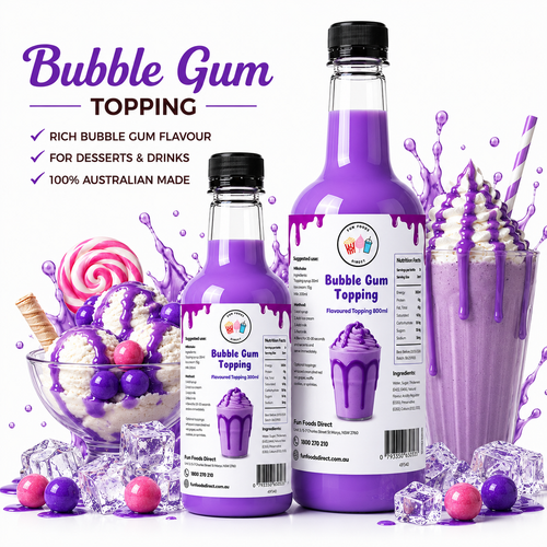 Bubble Gum Milkshake Syrup & Dessert Topping for Thickshakes, Sundaes & Drinks