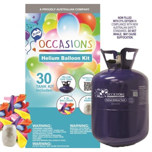 Helium Balloon 30 Kit inc 30 Balloons & Ribbon 3 kits