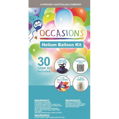 Helium Balloon 30 Kit inc 30 Balloons & Ribbon 3 kits