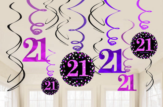 Hanging Swirls 21st Birthday Decorations