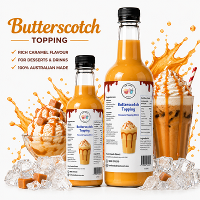 Butterscotch Milkshake Syrup & Dessert Topping for Thickshakes, Sundaes & Drinks