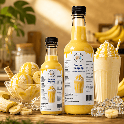 Banana Milkshake Syrup & Dessert Topping for Thickshakes, Sundaes & Drinks