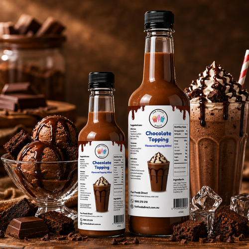 Chocolate Milkshake Syrup & Dessert Topping for Thickshakes, Sundaes & Drinks