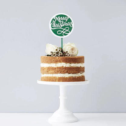 Merry Christmas Arcylic Cake Topper Decoration Green