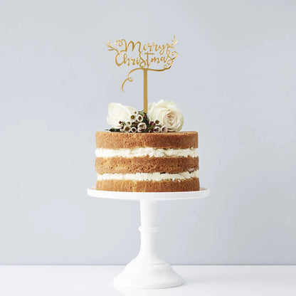 Gold Cake Topper for Christmas with Reindeer Horn Design