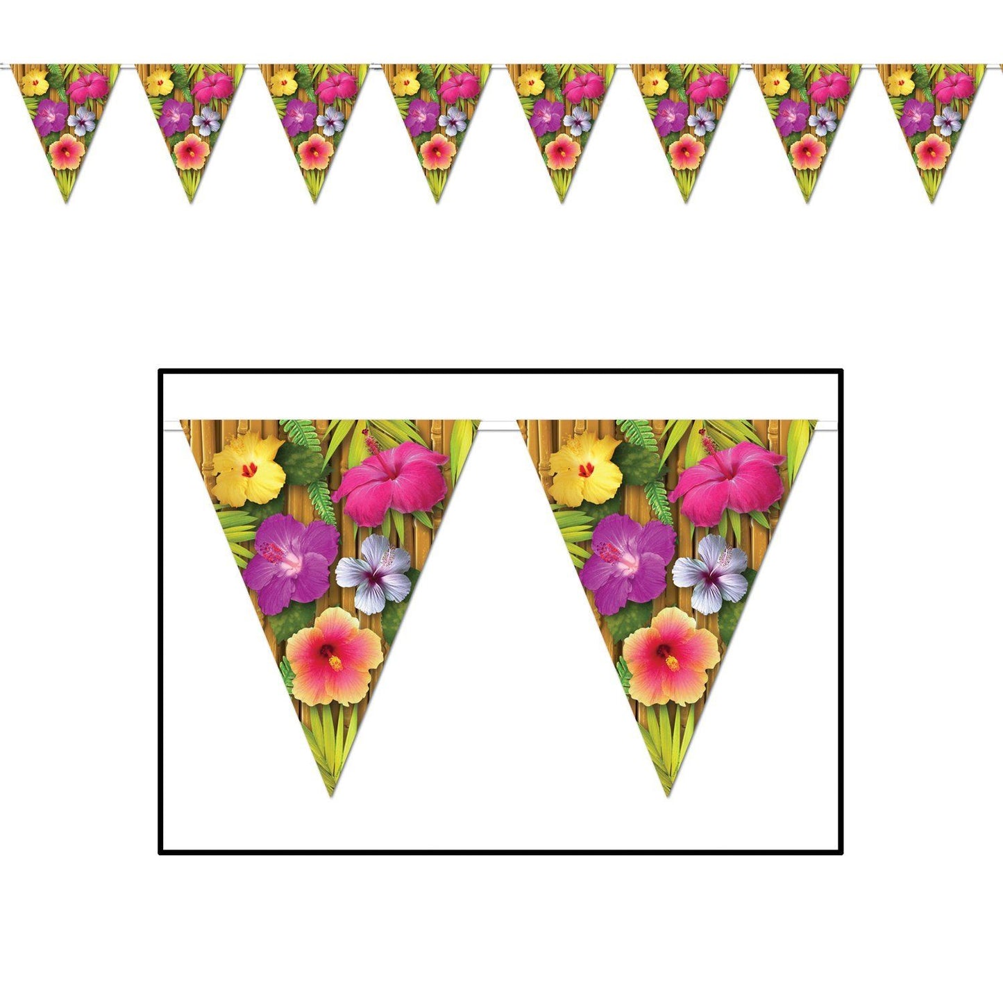 Pennant Flag Banner Luau Flowers