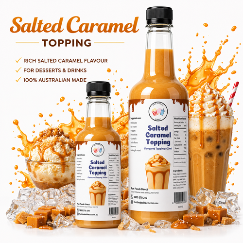 Salted Caramel Milkshake Syrup & Dessert Topping for Thickshakes, Sundaes & Drinks
