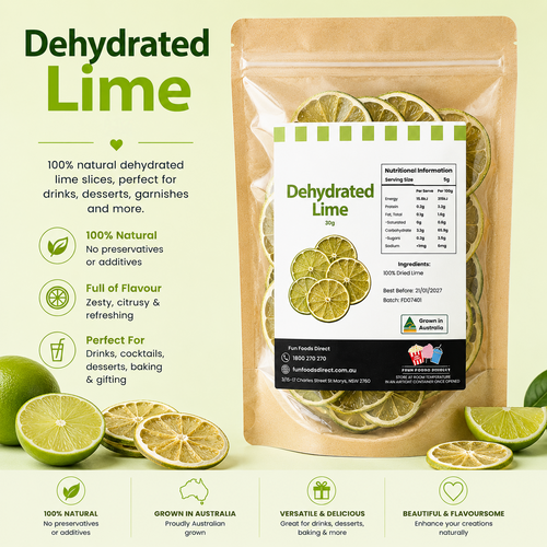 Dried Lime Slices | Premium Citrus Garnish for Cocktails, Desserts & Drinks