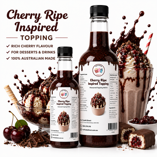 Cherry Ripe Inspired Premium Milkshake Syrup & Dessert Topping for Thickshakes, Sundaes & Drinks