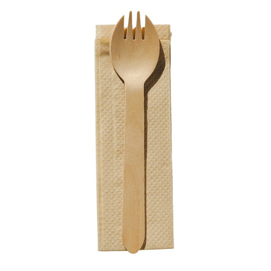 Wooden Spork & Napkin 400's