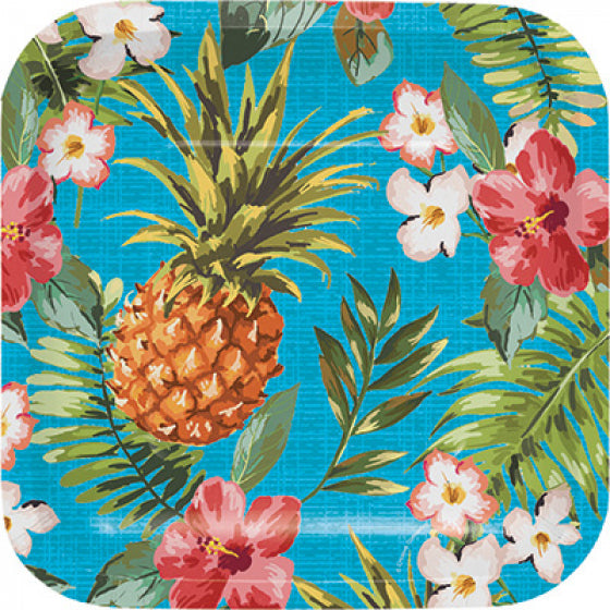 Aloha Lunch Plates Luau Square Paper 7 inch