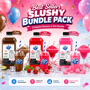 Best Sellers Slushy Bundle Pack – Pink Bubblegum, Red Raspberry & Cola Variety Pack