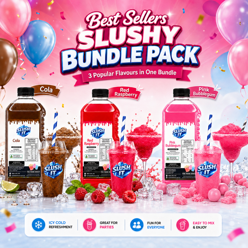 Best Sellers Slushy Bundle Pack – Pink Bubblegum, Red Raspberry & Cola Variety Pack