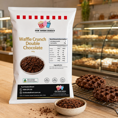 Waffle Crunch Double Chocolate 100g | Crunchy Chocolate Dessert Topping for Sundaes, Milkshakes & Baking