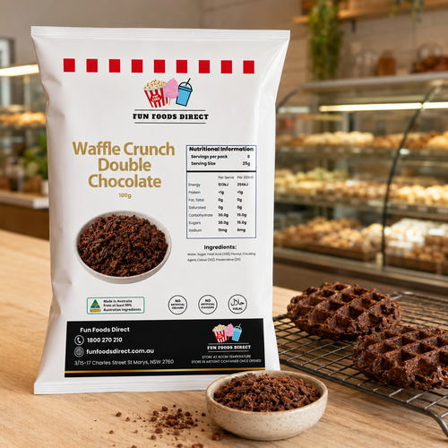 Waffle Crunch Double Chocolate 100g | Crunchy Chocolate Dessert Topping for Sundaes, Milkshakes & Baking