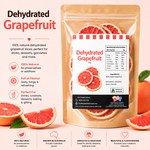 Dried Grapefruit Slices | Premium Citrus Garnish for Cocktails, Desserts & Drinks