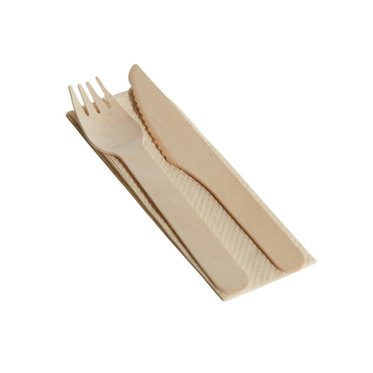 Wooden Fork / Knife & Napkin 400's