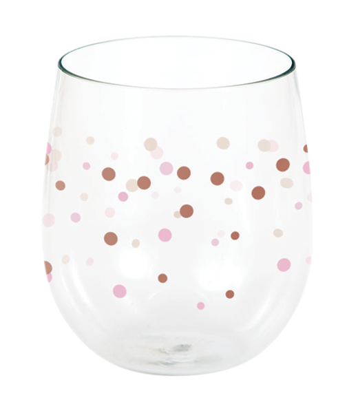 Rose All Day Stemless Wine Glass Dots Rose Gold 414ml