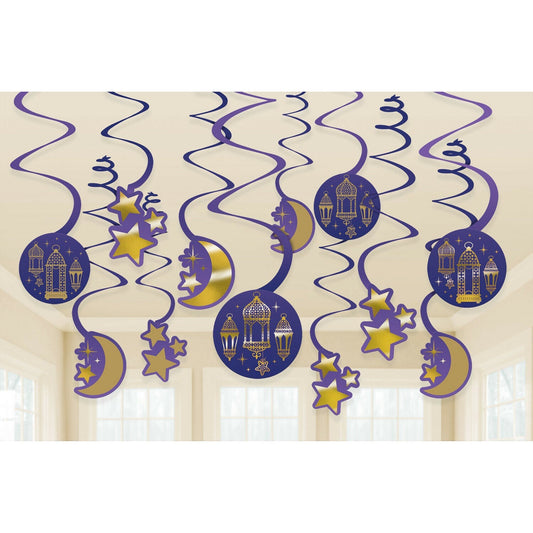 Moon & Stars Celebration Hanging Swirl Decorations