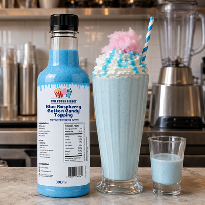 Blue Raspberry Cotton Candy Premium Milkshake Syrup & Dessert Topping for Thickshakes, Sundaes & Drinks