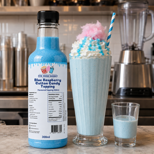 Blue Raspberry Cotton Candy Premium Milkshake Syrup & Dessert Topping for Thickshakes, Sundaes & Drinks