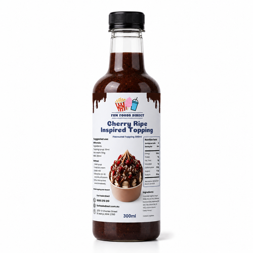 Cherry Ripe Inspired Premium Milkshake Syrup & Dessert Topping for Thickshakes, Sundaes & Drinks