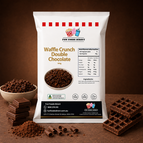 Waffle Crunch Double Chocolate 100g | Crunchy Chocolate Dessert Topping for Sundaes, Milkshakes & Baking