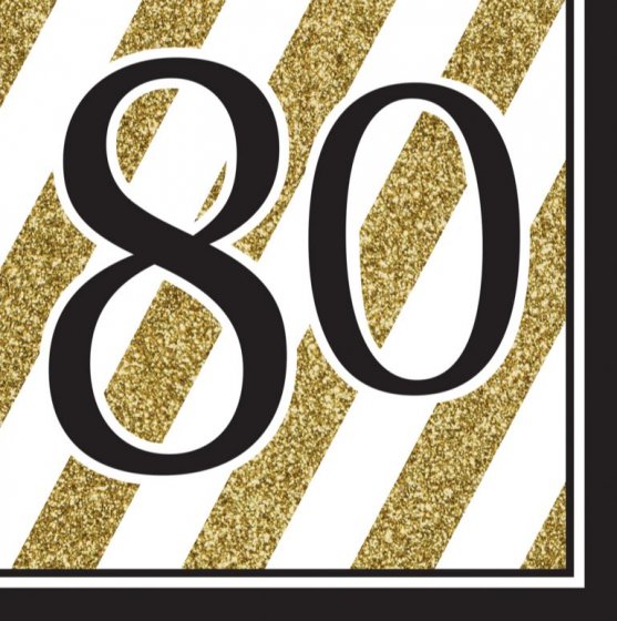 Black & Gold 80th Birthday Lunch Napkins