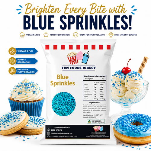 Blue Topping Jimmies Sprinkles 1KG