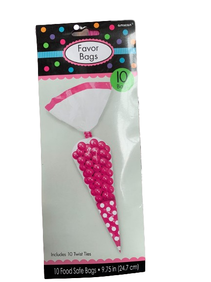 Cone Cello Bags Party Polka Dots Sweets Candy Buffet Wedding Gift Cellophane x10