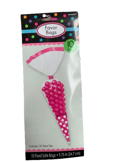 Cone Cello Bags Party Polka Dots Sweets Candy Buffet Wedding Gift Cellophane x10