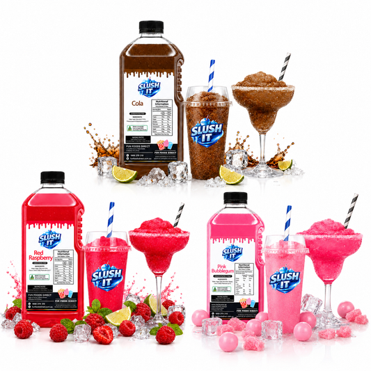 Best Sellers Slushy Bundle Pack – Pink Bubblegum, Red Raspberry & Cola Variety Pack