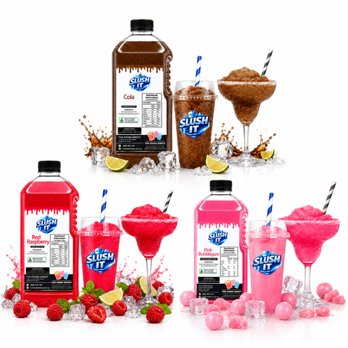 Best Sellers Slushy Bundle Pack – Pink Bubblegum, Red Raspberry & Cola Variety Pack