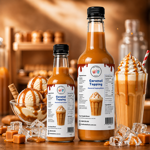 Caramel Milkshake Syrup & Dessert Topping for Thickshakes, Sundaes & Drinks