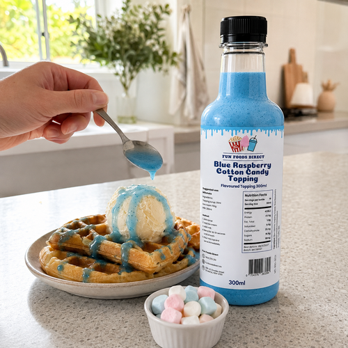 Blue Raspberry Cotton Candy Premium Milkshake Syrup & Dessert Topping for Thickshakes, Sundaes & Drinks
