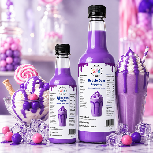 Bubble Gum Milkshake Syrup & Dessert Topping for Thickshakes, Sundaes & Drinks