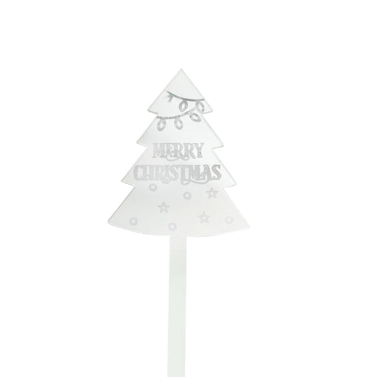 Christmas Tree White Acrylic Cake Topper