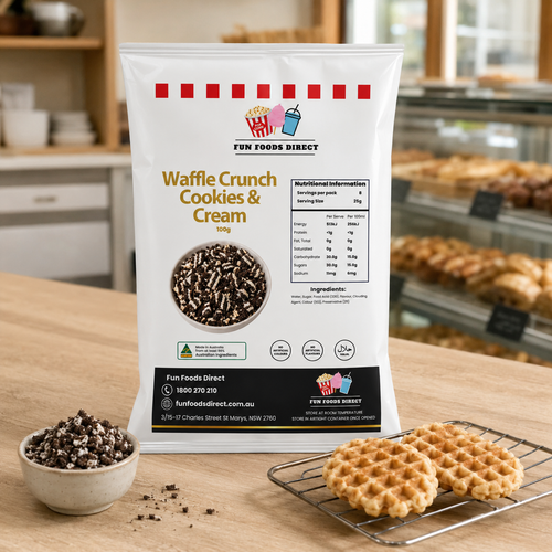 Waffle Crunch Cookies & Cream 100g | Crunchy Dessert Topping for Sundaes, Milkshakes & Baking