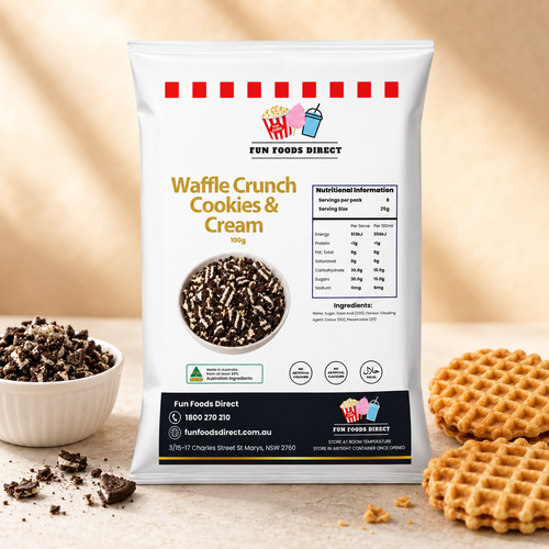 Waffle Crunch Cookies & Cream 100g | Crunchy Dessert Topping for Sundaes, Milkshakes & Baking