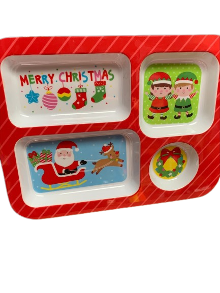 Merry Christmas Divided Plastic Plate